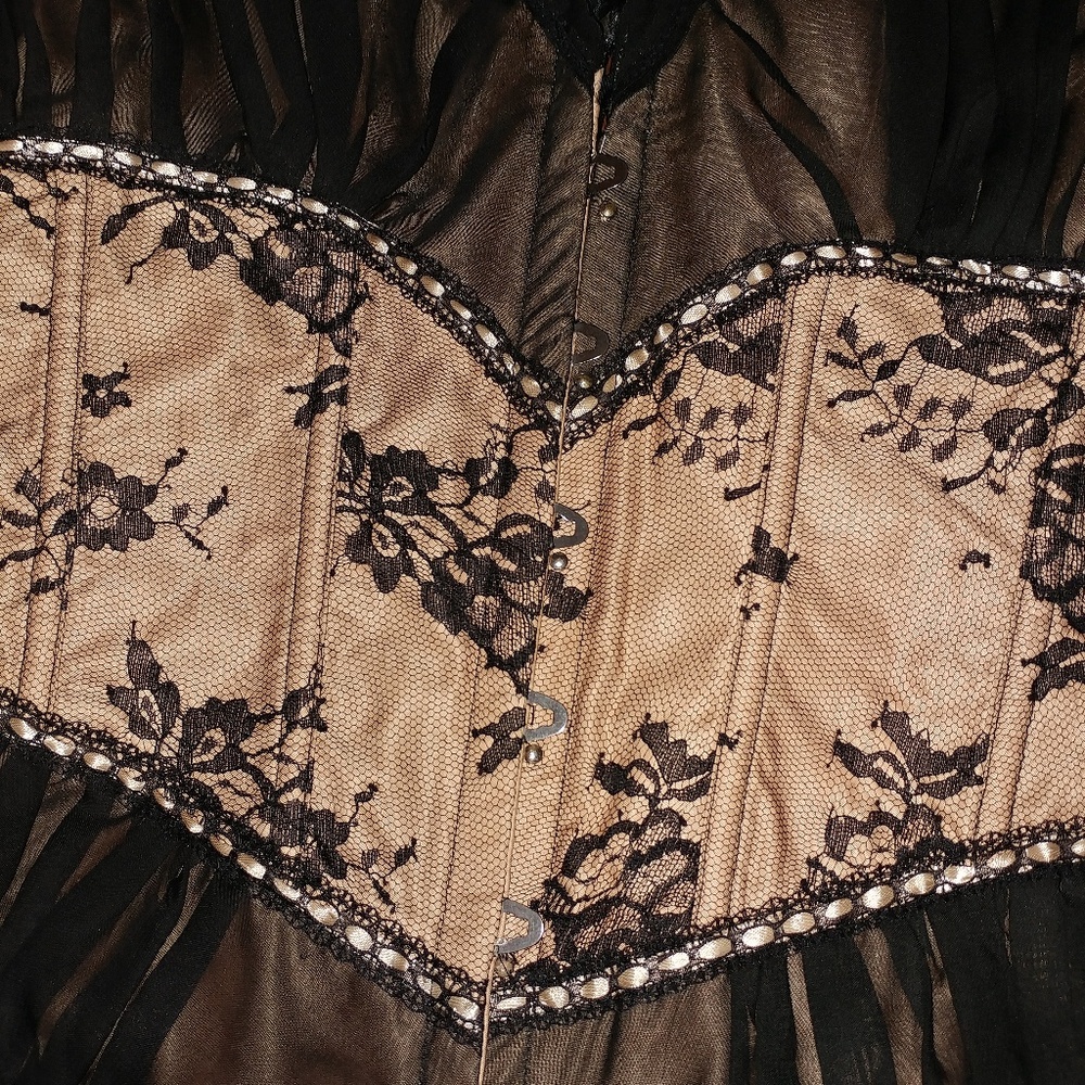 Cream and black corset top